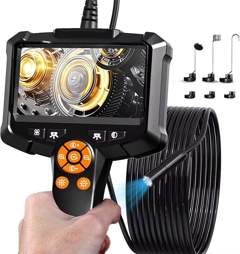 Endoscope Camera with 4.3 Inch IPS HD Screen Borescope Camera HD1080P with 8LED Lights IP67 Waterproof Inspection Camera for Car