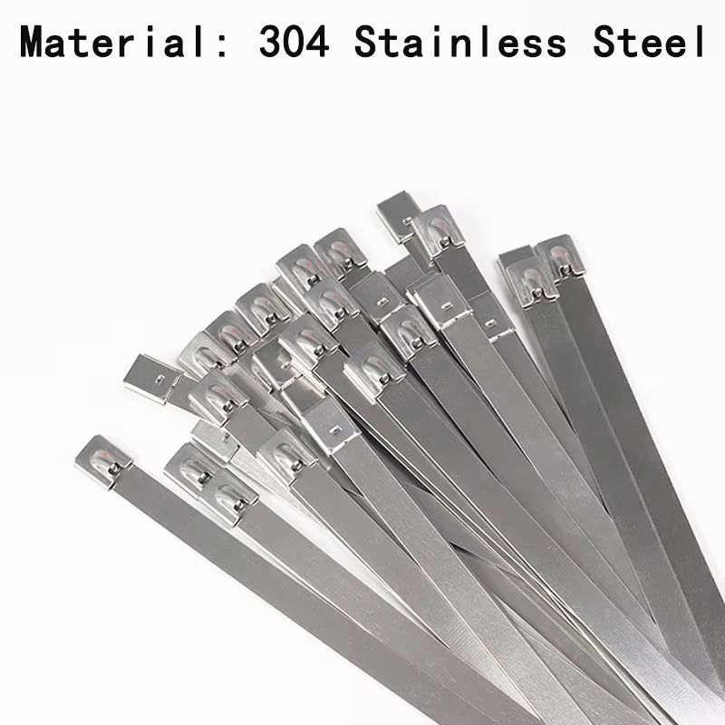 100Pcs 304#Stainless Steel Cable Ties 4.6mm Heavy Duty Self-Locking Cable Zip Tie