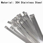 100Pcs 304#Stainless Steel Cable Ties 4.6mm Heavy Duty Self-Locking Cable Zip Tie
