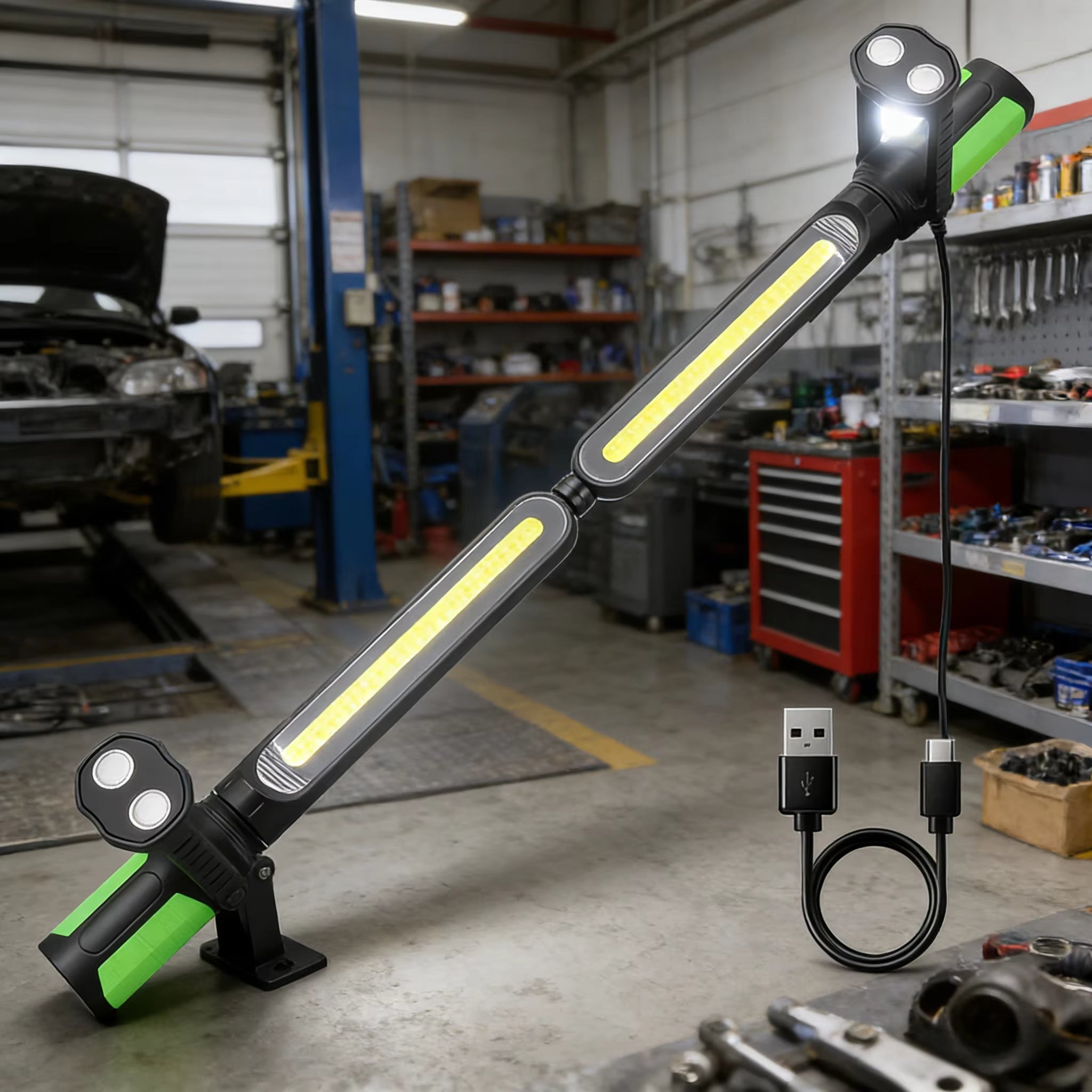 Magnetic Swivel Hook Rechargeable LED Work Light for Automotive Repair Under Hood Lighting Mechanic Garage Workshop Tools