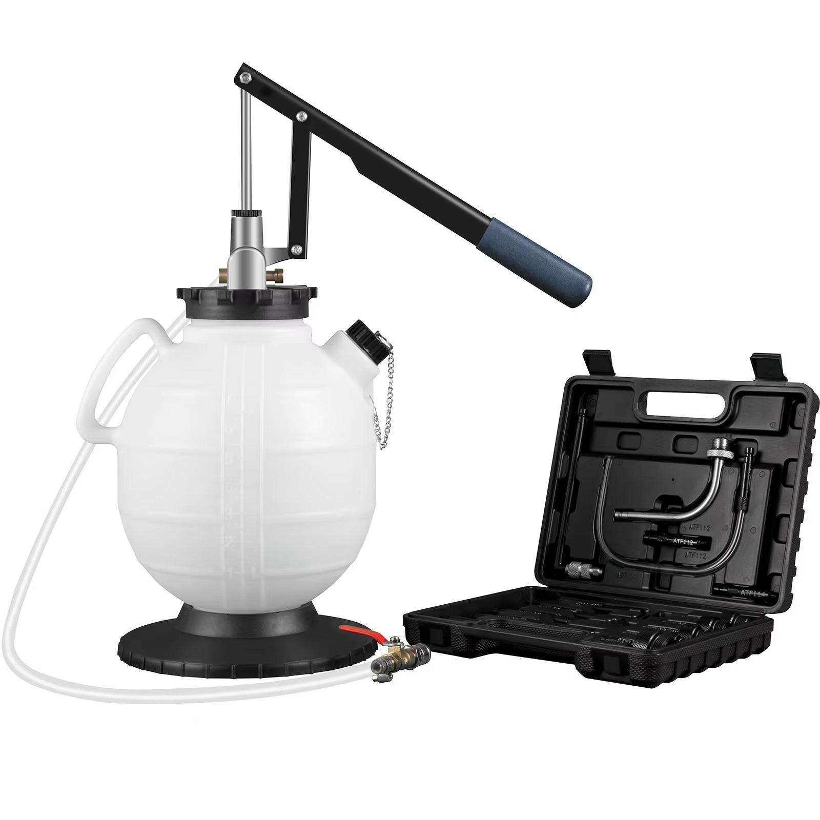 Transmission Fluid Pump ATF Fluid Transfer Filler 7.5L with Control Valve & 15 Common Adapters Kit for Oil Replacement