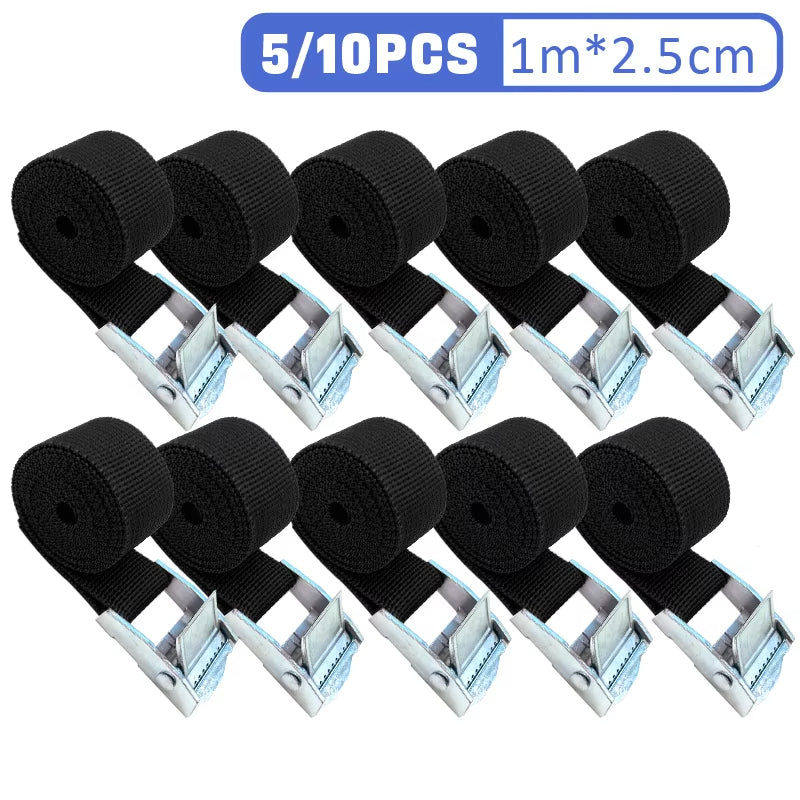 5/10 pcs 1M Buckle Tie-Down Belt Cargo Straps For Car Motorcycle Bike With Metal Buckle Tow Rope Strong Ratchet Belt for Luggage