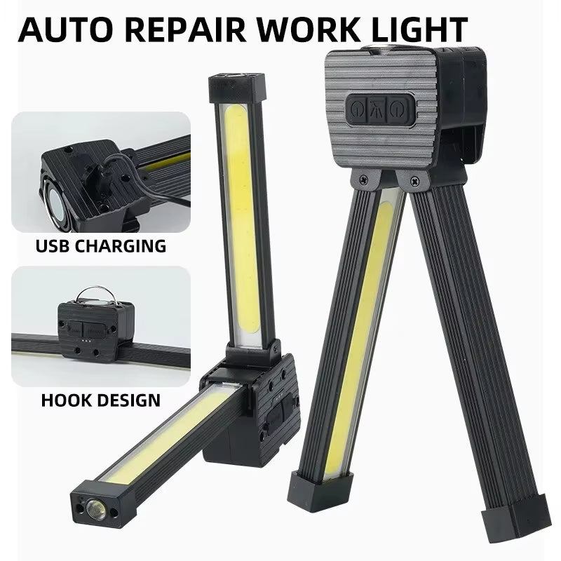 Strong Flashlight outdoor Multifunctional Camping Lighting flashlight Auto Repair Work Lightfolding COB Light