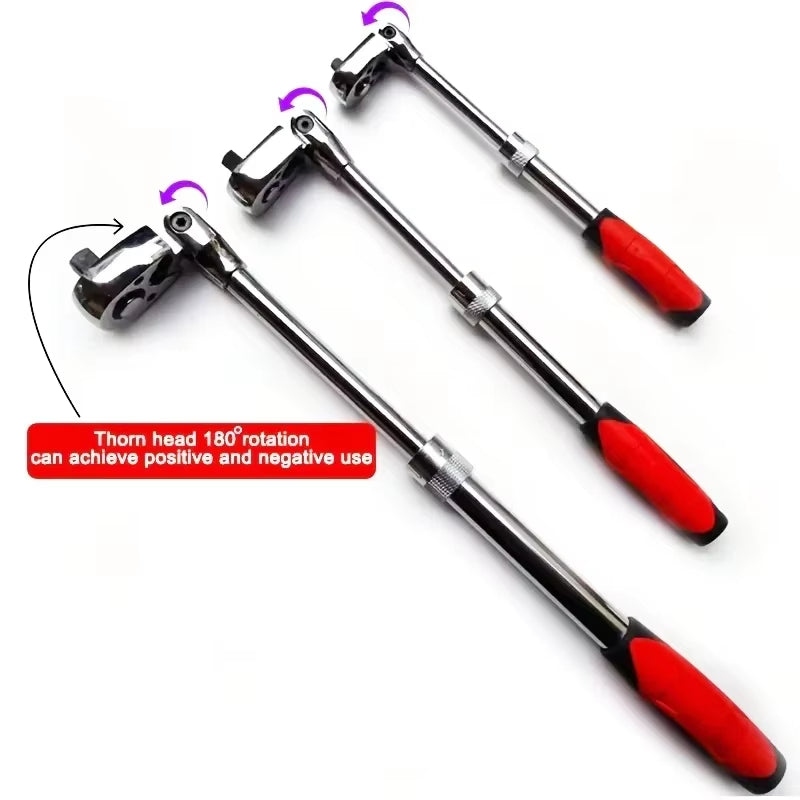 1/4 1/2 3/8 72-Tooth Carbon Steel Retractable Ratchet Wrench Automatic Quick Release Spanner Multifunctional Hand Tool