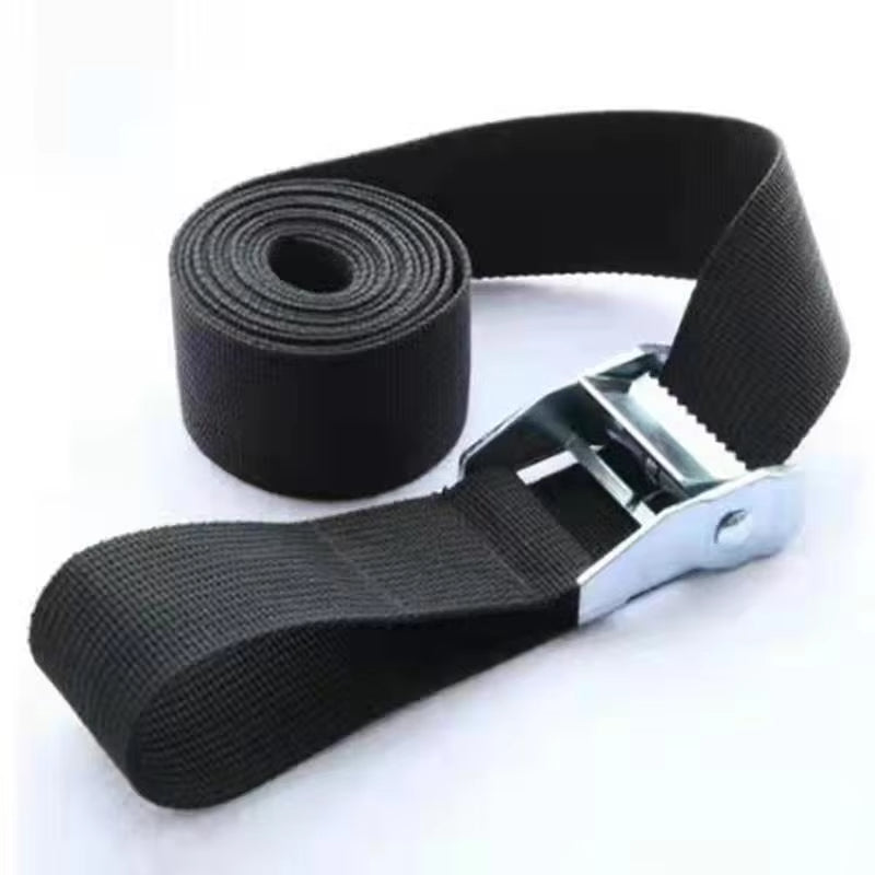 Black Tie Down Strap Strong Ratchet Belt Luggage Bag Cargo Lashing With Metal Buckle