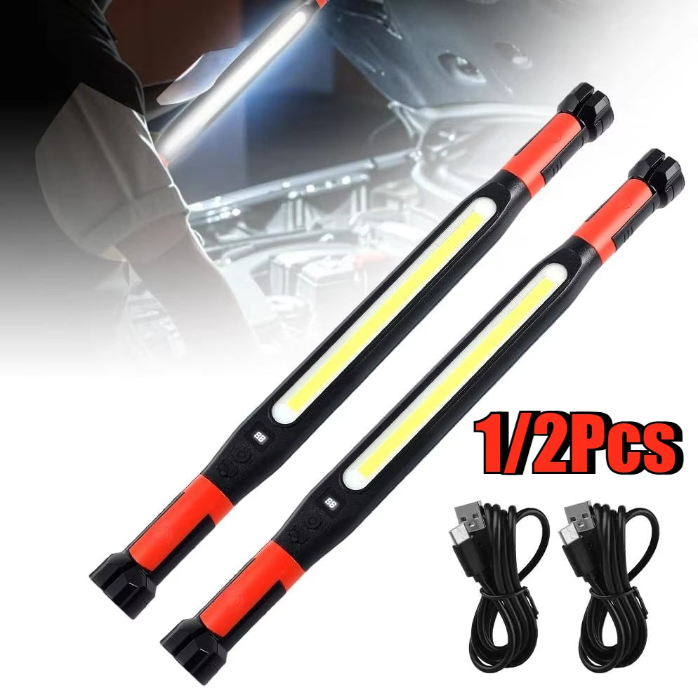 High Lumen Rechargeable LED Work Light for Car Emergency Repair, Powerful Magnetic Flashlight with Hooks and Magnetic Base