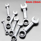 6-19mm Short Handle Quick Ratchet Wrench 72 Teeth Multi Functional Portable Short Dual-use Plum Blossom Small Wrench Hand Tools