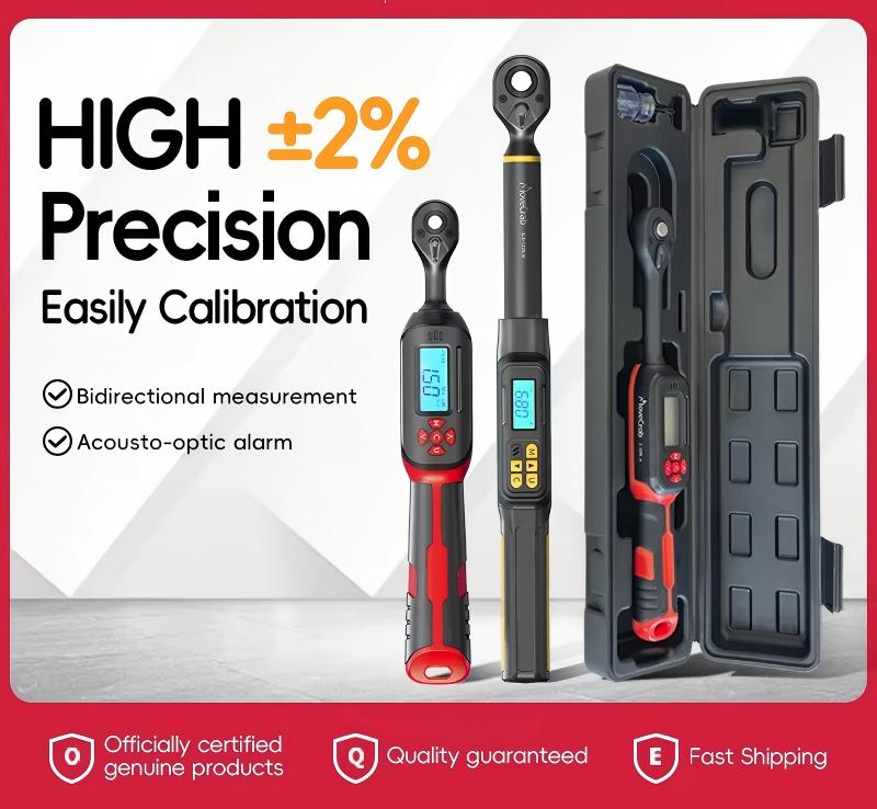 0.6-340Nm Digital Torque Wrench ±2% High Accuracy Dual-Direction Ratchet Buzzer and LED Alarm for Precision Measureme