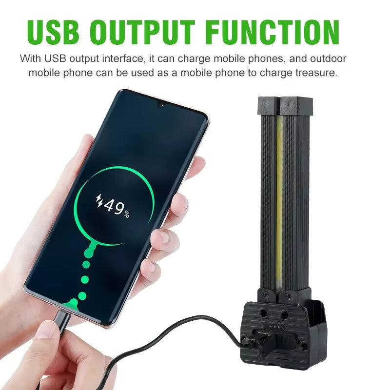 Strong Flashlight outdoor Multifunctional Camping Lighting flashlight Auto Repair Work Lightfolding COB Light