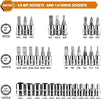 46 Pieces 1/4 Inch Drive Socket Ratchet Wrench Set, With Bit Socket Set, Metric And Extension Bar For Auto Repairing