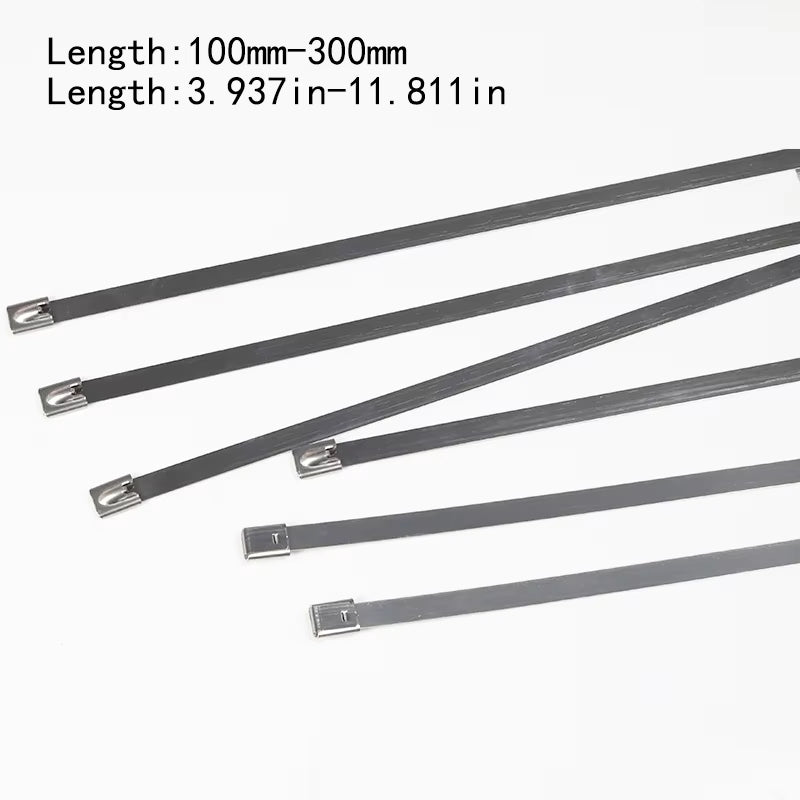 100Pcs 304#Stainless Steel Cable Ties 4.6mm Heavy Duty Self-Locking Cable Zip Tie