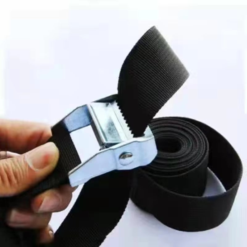 Black Tie Down Strap Strong Ratchet Belt Luggage Bag Cargo Lashing With Metal Buckle