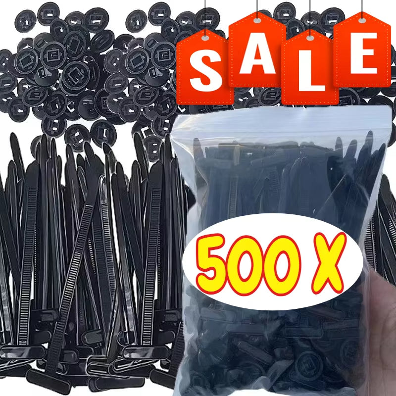 Self-Locking Nylon Universal Cable Tie Buckle Premium Plastic Wire Ties Heavy Duty Cable Fixed Strap for Mudguard Cable Clips