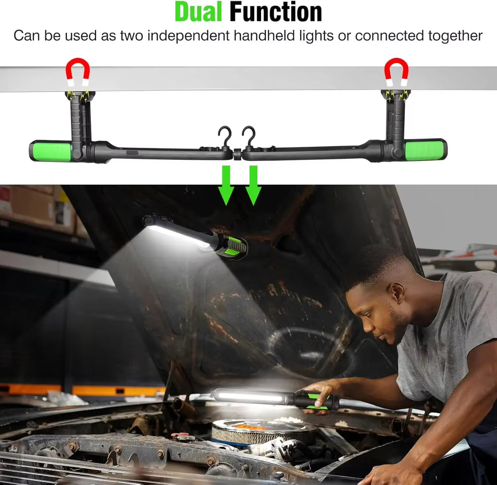 Magnetic Swivel Hook Rechargeable LED Work Light for Automotive Repair Under Hood Lighting Mechanic Garage Workshop Tools