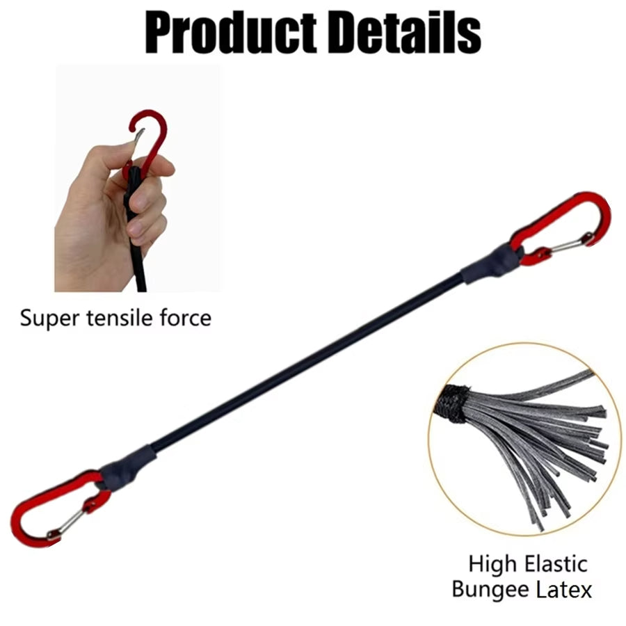 Packing Ropes Outdoor Elastic Bungee Cords with Red Hooks Stretch Lightweight for Bikes Car Luggage Roof Rack Strap