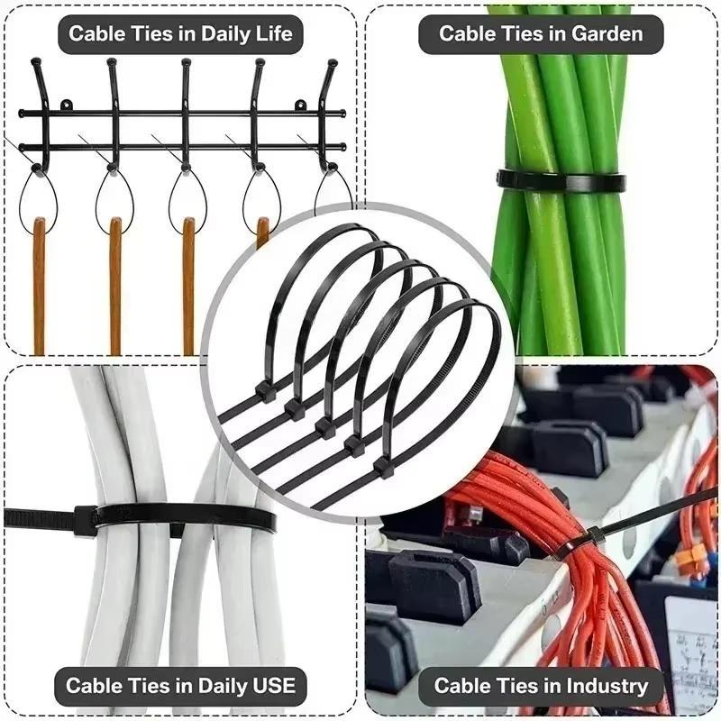 Plastic Clamping Collar Rilsan Cable Ties Clamp Greenhouse Plastic Clamps Self-tightening Plastic Necklace Belts