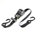 Adjustable Length Ratchet Strap Tie Down Strap for Motorcycle Car Pickup Truck & Vehicle Use Automatic Recycling Tensioner