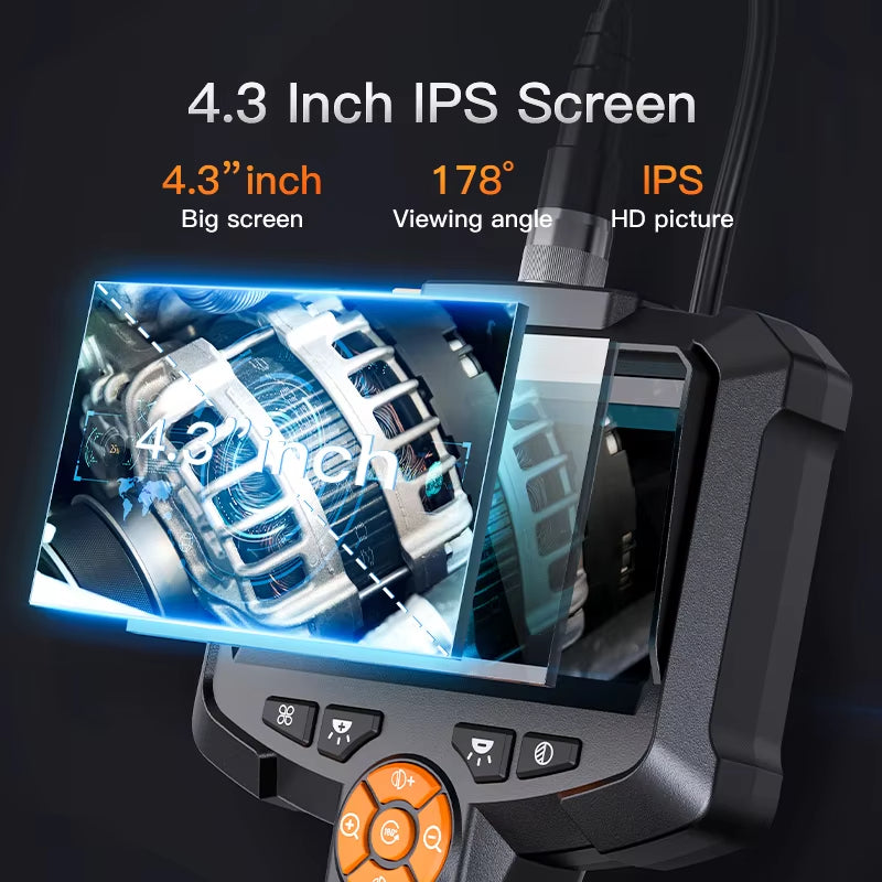 Endoscope Camera with 4.3 Inch IPS HD Screen Borescope Camera HD1080P with 8LED Lights IP67 Waterproof Inspection Camera for Car