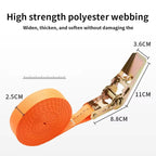 Heavy Duty Ratchet Straps with Metal Buckle - Tie Down Belts for Car, Truck, Cargo & Luggage