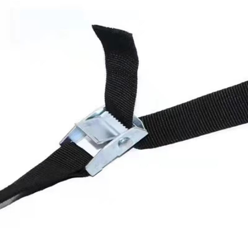 Black Tie Down Strap Strong Ratchet Belt Luggage Bag Cargo Lashing With Metal Buckle
