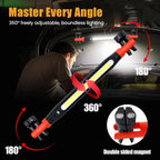 High Lumen Rechargeable LED Work Light for Car Emergency Repair, Powerful Magnetic Flashlight with Hooks and Magnetic Base