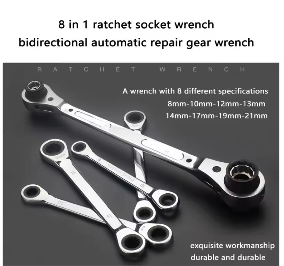1pc 4 in 1 Dog Bone Ratchet Wrench Set, Double-Sided Automatic, Adjustable Steel, Multifunctional, Very Useful, for Easy Work