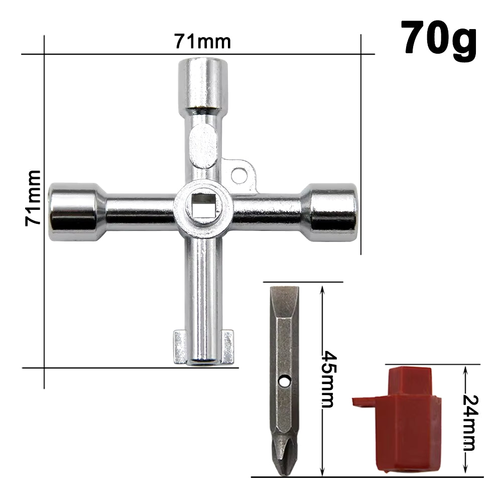 4in1 Silver Key Wrench Electrical Elevator Control Cabinet Valve Inner Triangle Quadrangle Screwdriver Tool Set