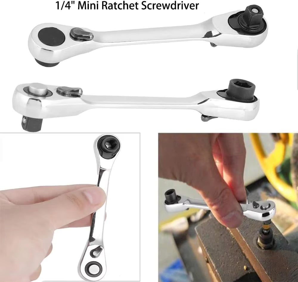 New Mini Ratchet Wrench Double Ended Quick Socket Ratchet Wrench Screwdriver Hex Torque Wrenches
