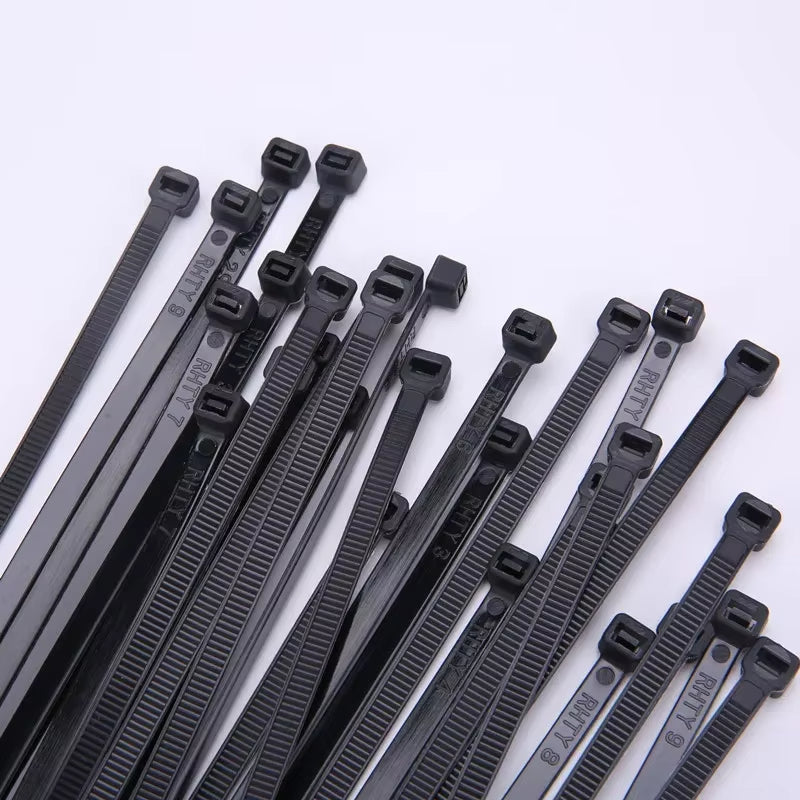 Self-locking Plastic Nylon Tie 100 PCS Black Cable Tie Zip Wraps Strap Nylon Cable Tie Set