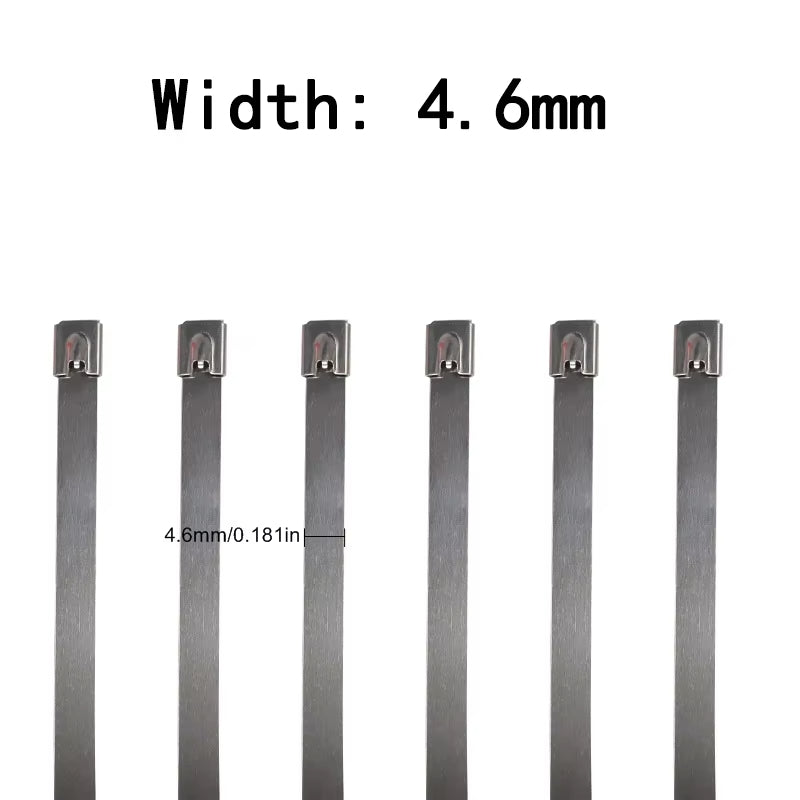 100Pcs 304#Stainless Steel Cable Ties 4.6mm Heavy Duty Self-Locking Cable Zip Tie