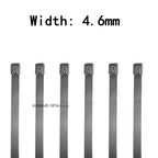 100Pcs 304#Stainless Steel Cable Ties 4.6mm Heavy Duty Self-Locking Cable Zip Tie
