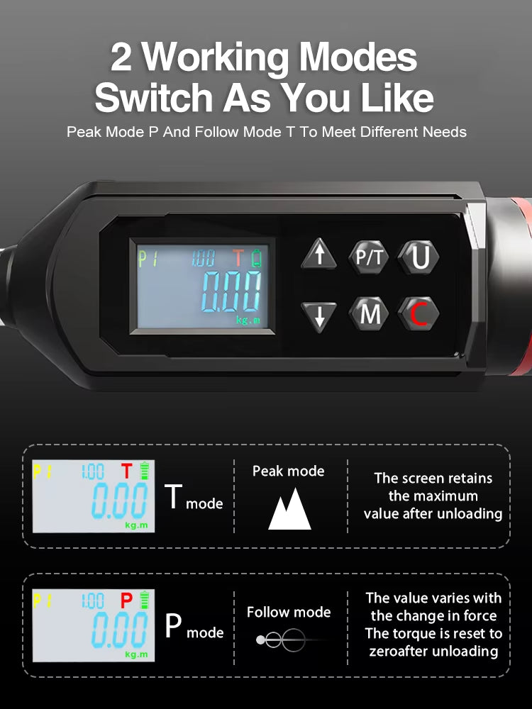 Digital Torque Wrench 0.15-100 N.m 2% Accuracy Preset & LED/Buzzer Alerts for Bike Motorcycles Automotive Wrench Tool
