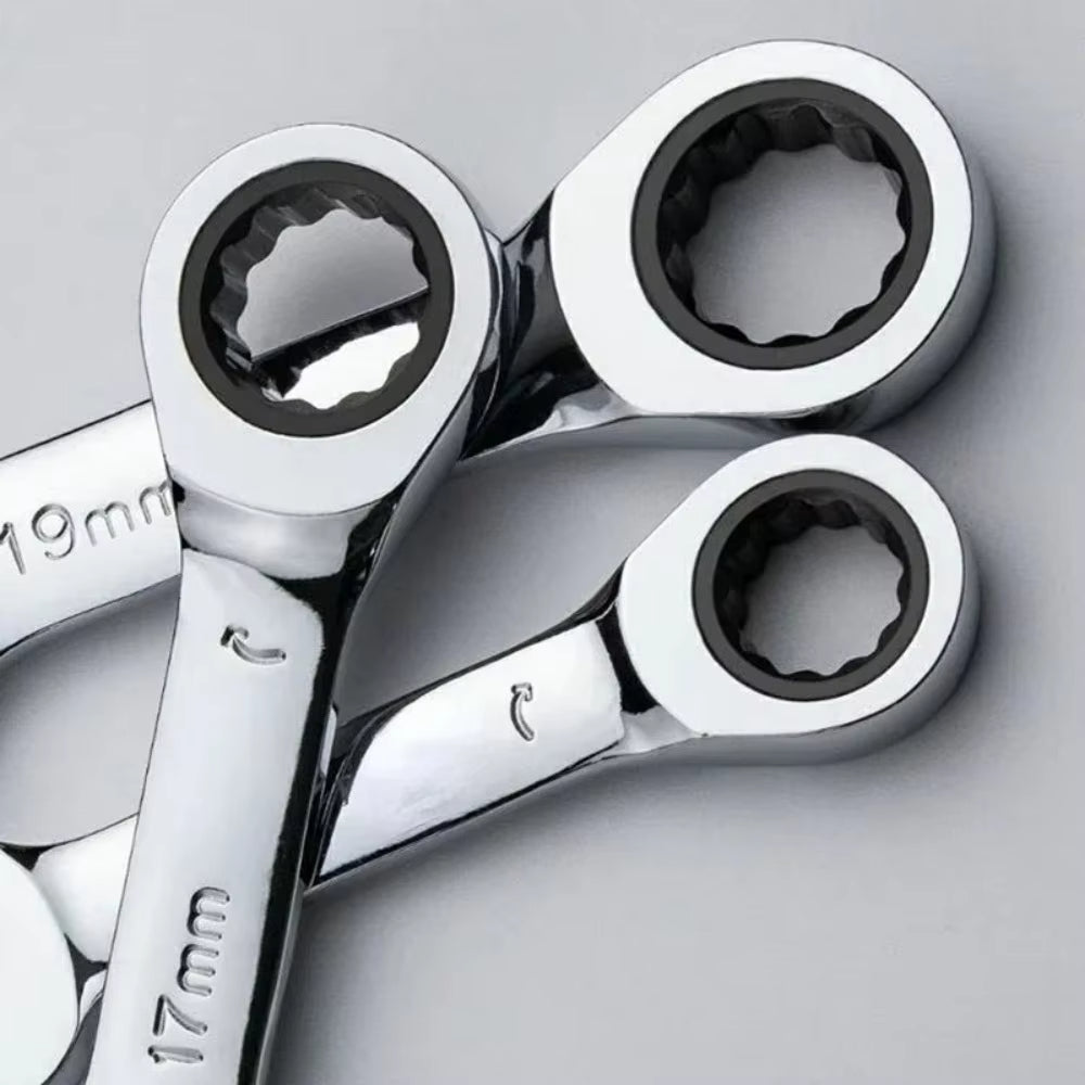 6-19mm Short Handle Quick Ratchet Wrench 72 Teeth Multi Functional Portable Short Dual-use Plum Blossom Small Wrench Hand Tools