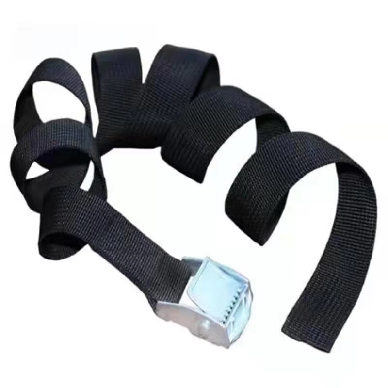 Black Tie Down Strap Strong Ratchet Belt Luggage Bag Cargo Lashing With Metal Buckle