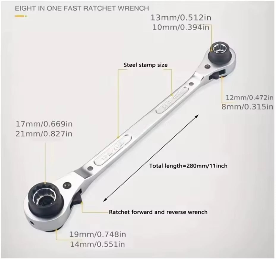 1pc 4 in 1 Dog Bone Ratchet Wrench Set, Double-Sided Automatic, Adjustable Steel, Multifunctional, Very Useful, for Easy Work