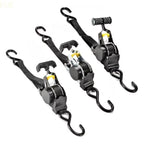 Adjustable Length Ratchet Strap Tie Down Strap for Motorcycle Car Pickup Truck & Vehicle Use Automatic Recycling Tensioner