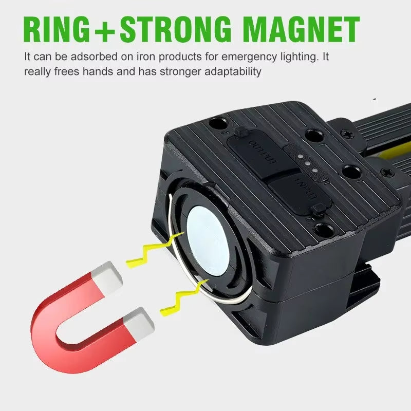 Strong Flashlight outdoor Multifunctional Camping Lighting flashlight Auto Repair Work Lightfolding COB Light