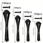 100pcs Black Cable Ties High Tensile Strength, Uv Resistant, Self-Locking For Home & Office Cord Management
