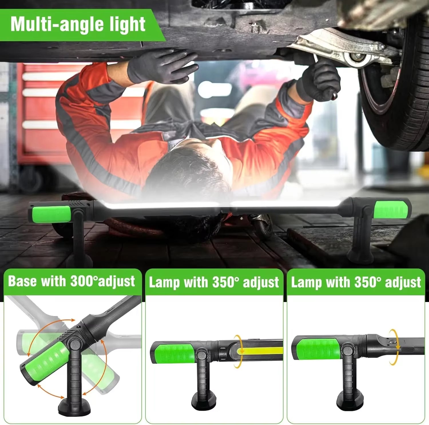 Magnetic Swivel Hook Rechargeable LED Work Light for Automotive Repair Under Hood Lighting Mechanic Garage Workshop Tools