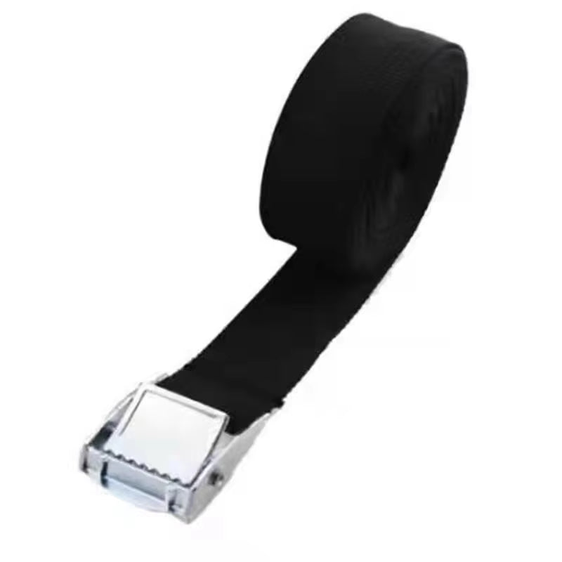 Black Tie Down Strap Strong Ratchet Belt Luggage Bag Cargo Lashing With Metal Buckle