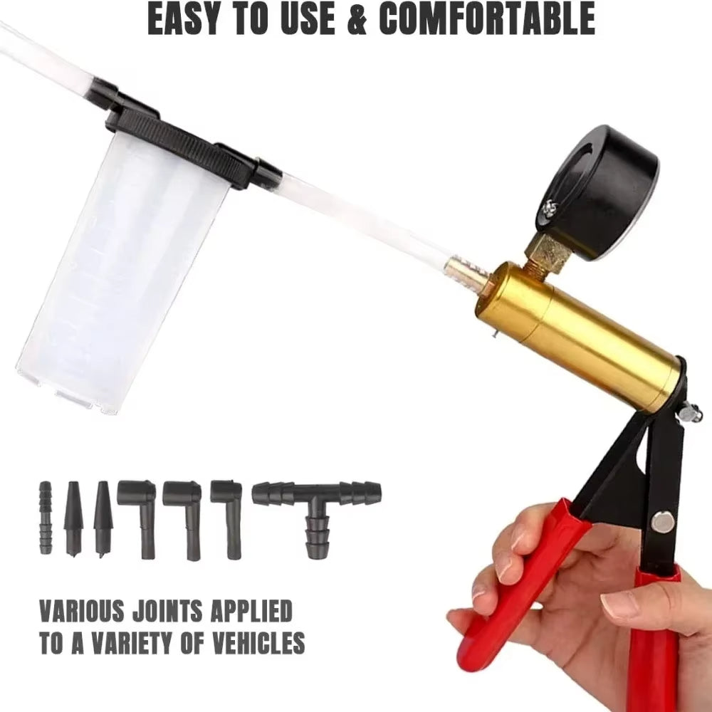 Quality Manual Vacuum Pressure Pump Brake Fluid Draain Kit Vacuum Pistol Pump Tester Kit Portable Durable Aluminum Vacuum Gauge