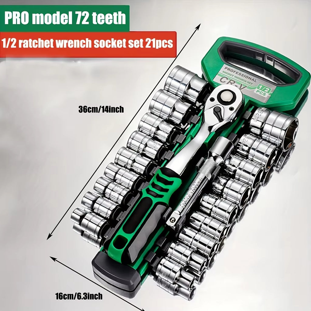 72Drive Socket 21pcs Set 3/8", Ratchet Wrench Sockets Compact Sockets for Car Repair Mechanic Tool for Auto Repair