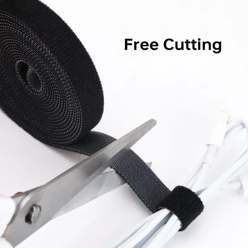 5M/Roll 12mm Width Cable Organizer USB Cable Winder Management nylon Free Cut Ties