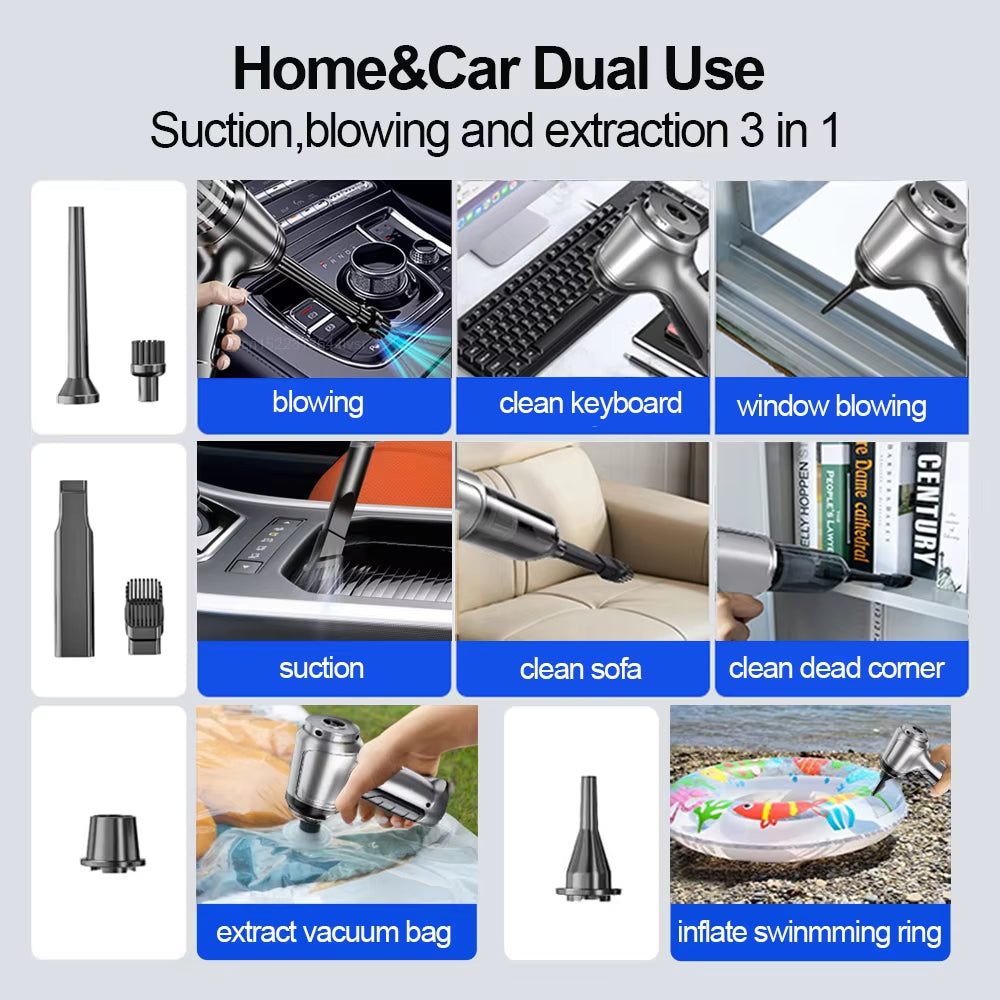 Wireless Portable Car Vacuum Cleaner 95000PA High Power 2 in 1 Mini Handheld Vacuum Cleaner Blower for Car Home