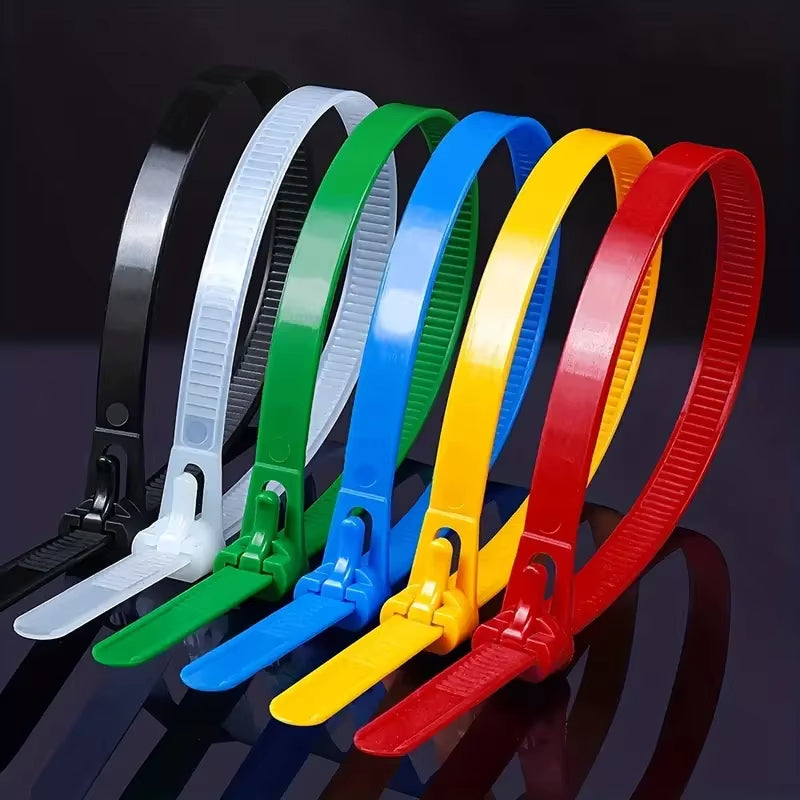 100Pcs Reusable Nylon Cable Ties 3.6x150mm, Lock Loop, Removable for Home Office Organization