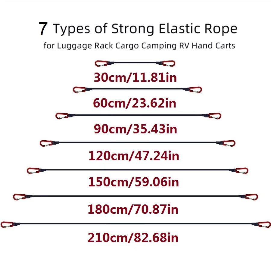 Packing Ropes Outdoor Elastic Bungee Cords with Red Hooks Stretch Lightweight for Bikes Car Luggage Roof Rack Strap