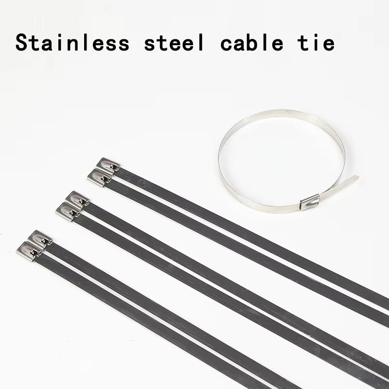 100Pcs 304#Stainless Steel Cable Ties 4.6mm Heavy Duty Self-Locking Cable Zip Tie
