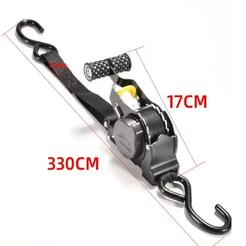 Heavy Duty Retractable Ratchet Straps for Car & Motorcycle - Auto Cargo Tie Down Belts for Truck, Luggage