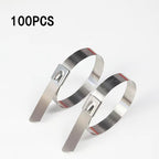 100Pcs 304#Stainless Steel Cable Ties 4.6mm Heavy Duty Self-Locking Cable Zip Tie