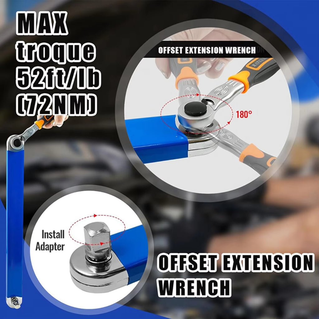 Extension Ratchet Wrench 15-inch Extension Wrench 3/8" Offset Impact-Ready Socket Wrench Tools Versatile Square Drive Adapters